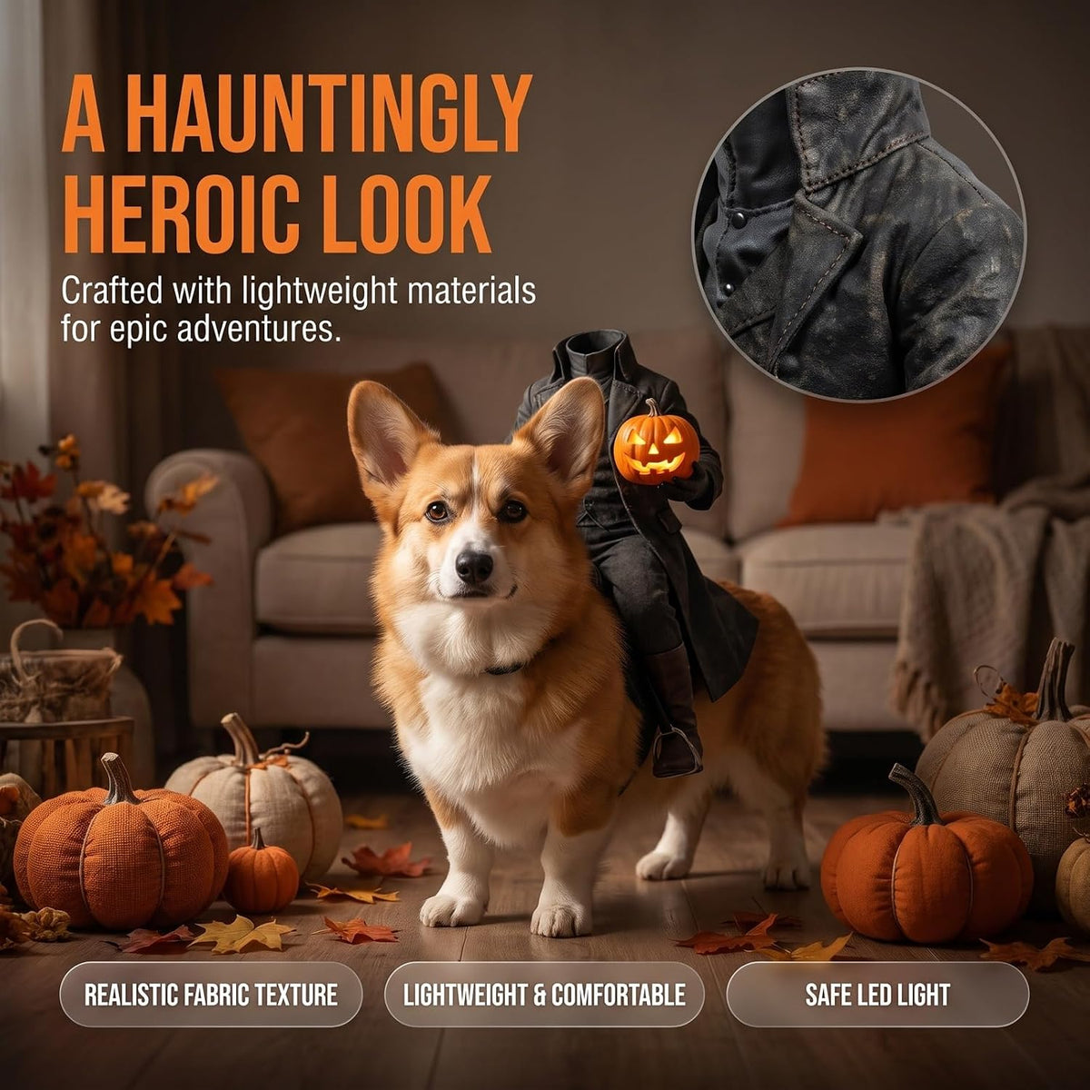 Disfraz de Jinete sin Cabeza para Gato y Perro Pequeño | Halloween (1 pieza)